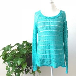 Aeropostale Open Cable Knit Sweater Teal XL